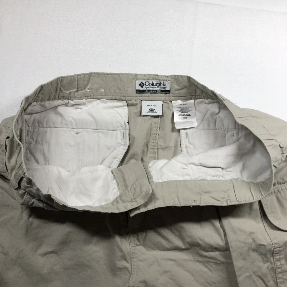Vintage‎ Columbia Shorts Mens 40 Beige Adjustable Waist Cargo Pockets Hiking 8